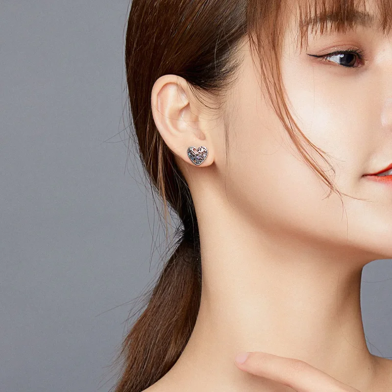 (image for) Pandora Style Silver Stud Earrings, Tree of Life - SCE933 - View 6