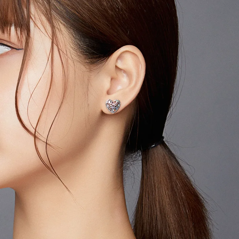 (image for) Pandora Style Silver Stud Earrings, Tree of Life - SCE933 - View 7