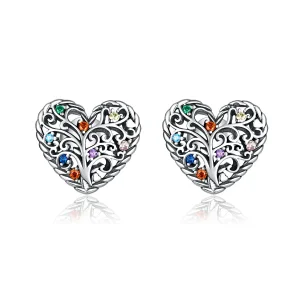 (image for) Pandora Style Silver Stud Earrings, Tree of Life - SCE933