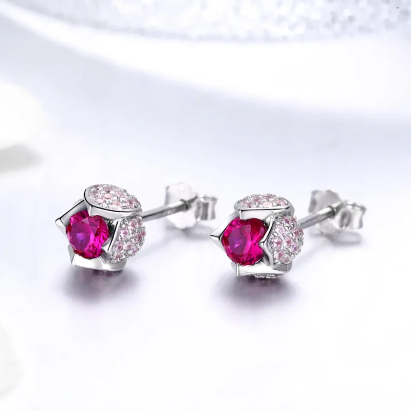 (image for) Pandora Style Silver Stud Earrings, Tulip - BSE042 - View 2