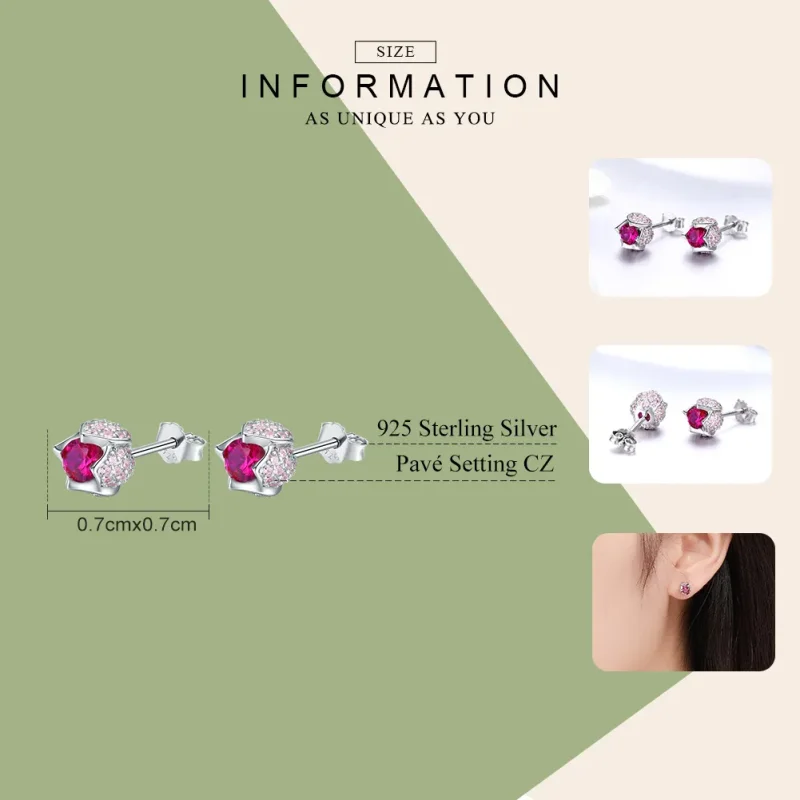 (image for) Pandora Style Silver Stud Earrings, Tulip - BSE042 - View 7