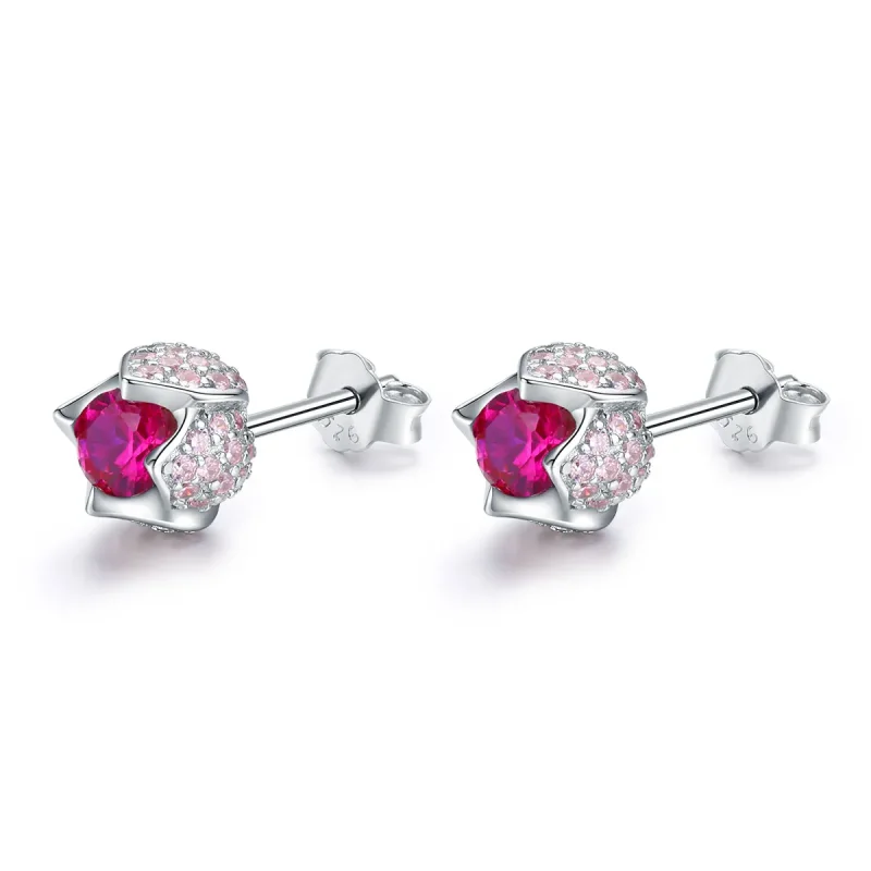 (image for) Pandora Style Silver Stud Earrings, Tulip - BSE042 - Product Image