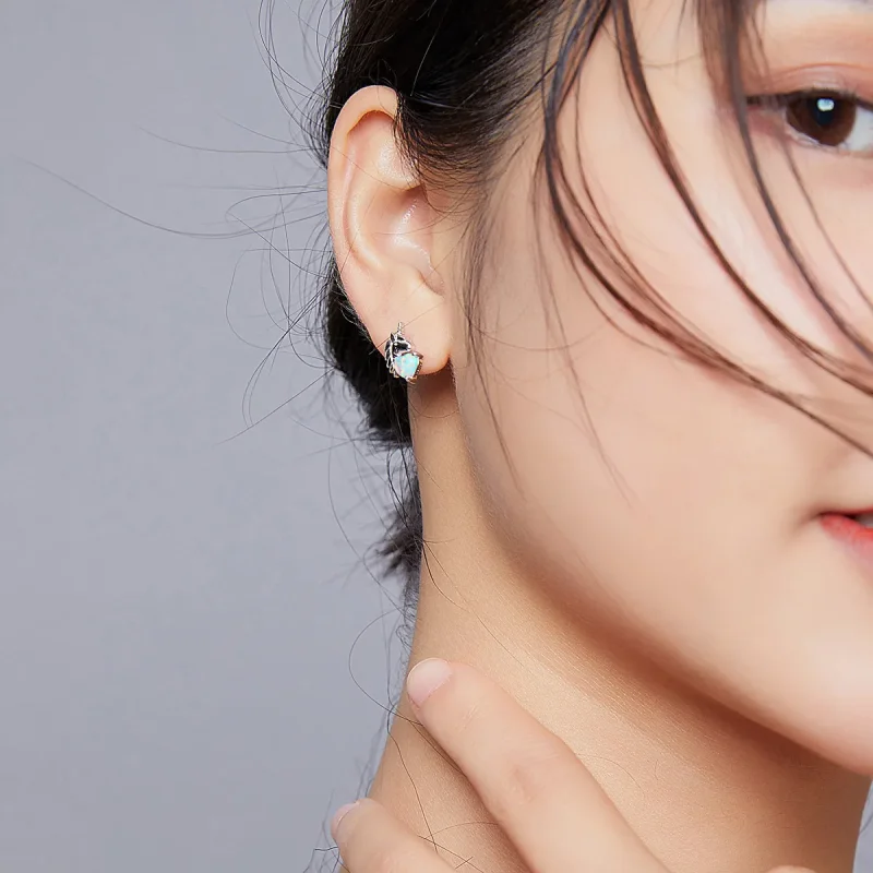 (image for) Pandora Style Silver Stud Earrings, Unicorn - SCE896 - View 7