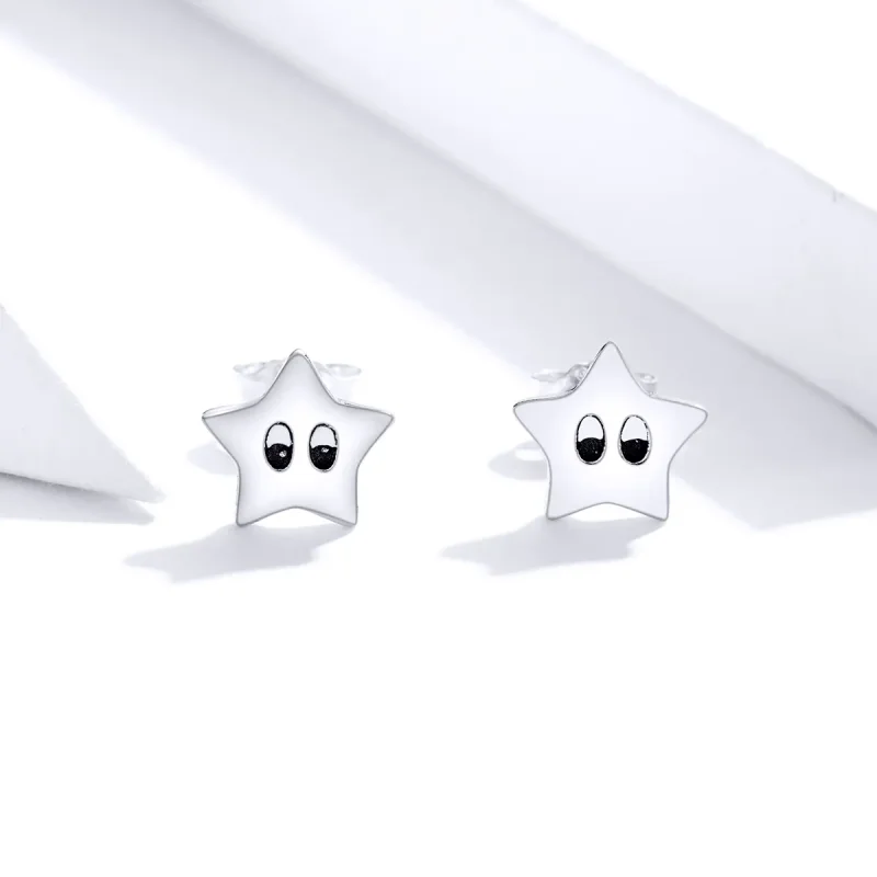 (image for) Pandora Style Silver Stud Earrings, Vintage Stars - SCE796 - View 4