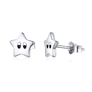 (image for) Pandora Style Silver Stud Earrings, Vintage Stars - SCE796