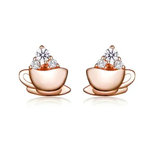 (image for) Rose Gold Afternoon Coffee Stud Earrings - PANDORA Style - SCE592