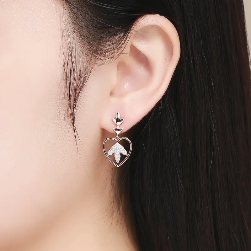 (image for) Rose Gold Autumn Love Hanging Earrings - PANDORA Style - SCE557 - View 4