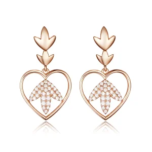 (image for) Rose Gold Autumn Love Hanging Earrings - PANDORA Style - SCE557