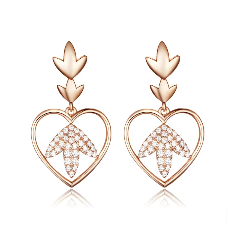 (image for) Rose Gold Autumn Love Hanging Earrings - PANDORA Style - SCE557 - Product Image