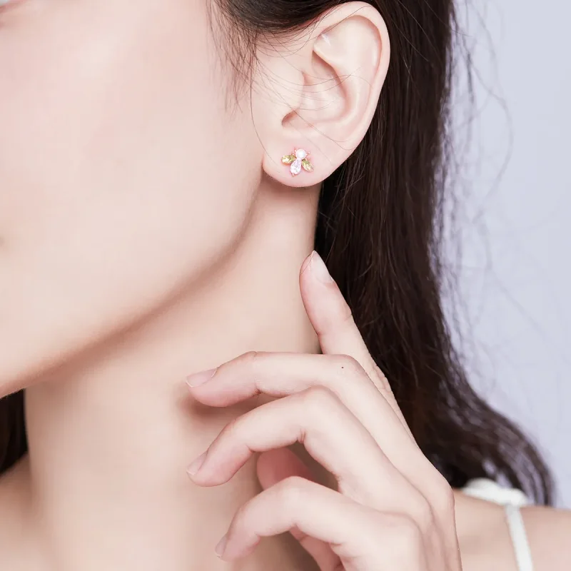 (image for) Rose Gold Bee Stud Earrings - PANDORA Style - SCE643 - View 6