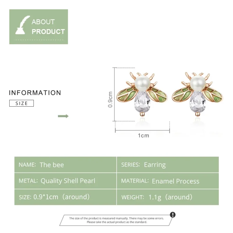 (image for) Rose Gold Bee Stud Earrings - PANDORA Style - SCE643 - View 8