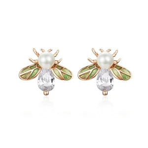 (image for) Rose Gold Bee Stud Earrings - PANDORA Style - SCE643