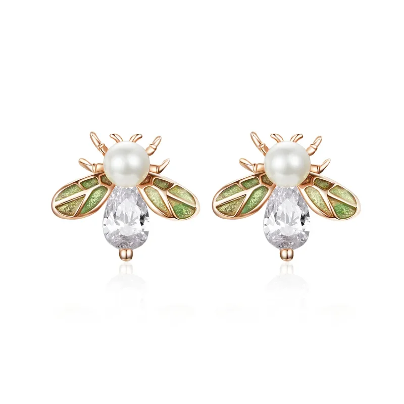 (image for) Rose Gold Bee Stud Earrings - PANDORA Style - SCE643 - Product Image