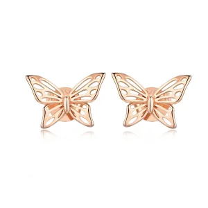 (image for) Rose Gold Butterfly Stud Earrings - PANDORA Style - SCE452-C