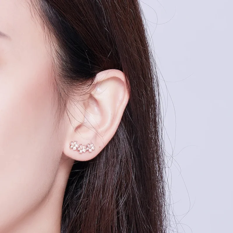 (image for) Rose Gold Contracted Daisy Stud Earrings - PANDORA Style - SCE419-C - View 4