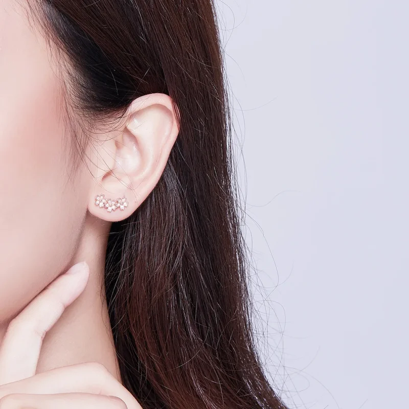 (image for) Rose Gold Contracted Daisy Stud Earrings - PANDORA Style - SCE419-C - View 5