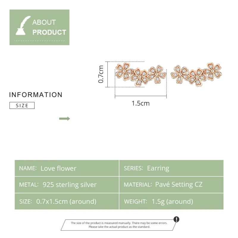 (image for) Rose Gold Contracted Daisy Stud Earrings - PANDORA Style - SCE419-C - View 6