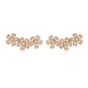 (image for) Rose Gold Contracted Daisy Stud Earrings - PANDORA Style - SCE419-C