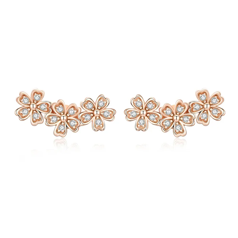 (image for) Rose Gold Contracted Daisy Stud Earrings - PANDORA Style - SCE419-C - Product Image