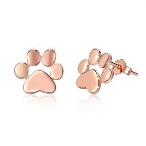 (image for) Rose Gold Cute Cat Paw Stud Earrings - PANDORA Style - SCE407-3