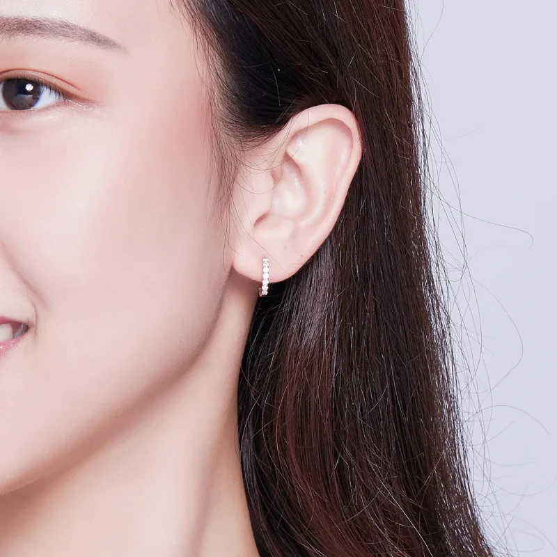 (image for) Rose Gold Declaration of Grace Hoop Earrings - PANDORA Style - SCE351-C - View 6