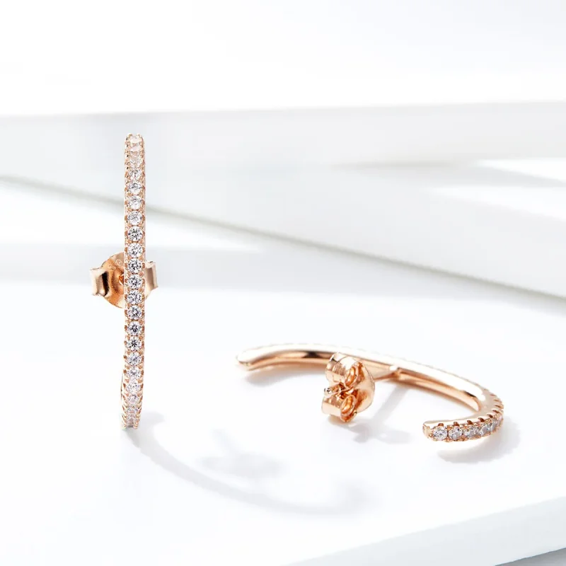 (image for) Rose Gold Elegant Radians Hoop Earrings - PANDORA Style - SCE548 - View 4