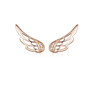 (image for) Rose Gold Elf Wings Stud Earrings - PANDORA Style - SCE343-C
