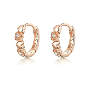 (image for) Rose Gold Hearts Dating Hoop Earrings - PANDORA Style - SCE445-C