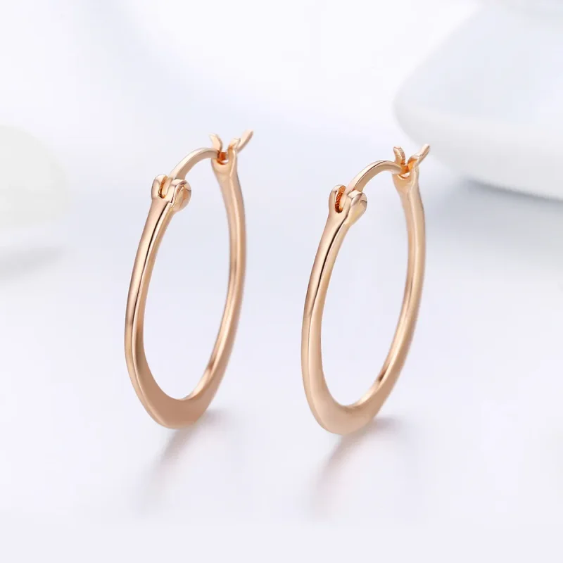 (image for) Rose Gold Hoop Earrings - PANDORA Style - SCE478 - View 2