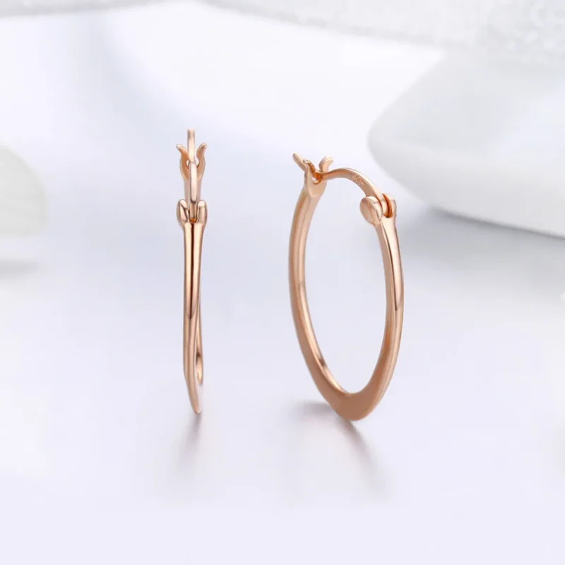 (image for) Rose Gold Hoop Earrings - PANDORA Style - SCE478 - View 3