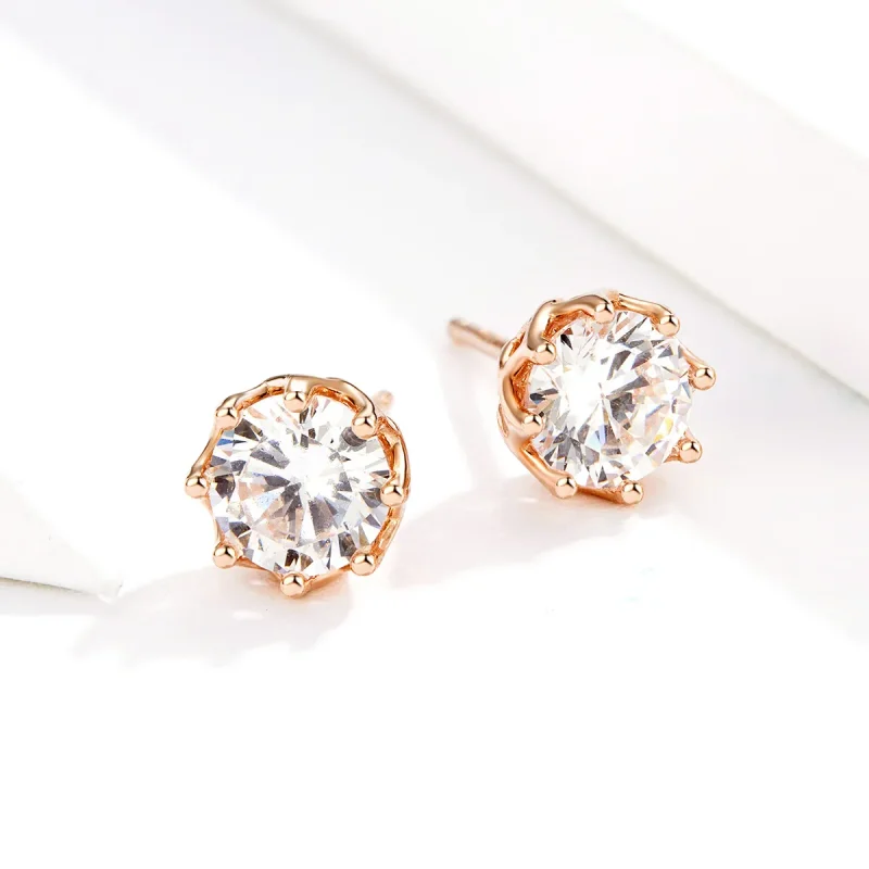 (image for) Rose Gold Light Stud Earrings - PANDORA Style - SCE499-C - View 2
