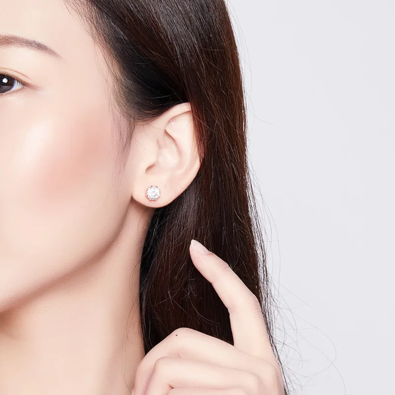 (image for) Rose Gold Light Stud Earrings - PANDORA Style - SCE499-C - View 3