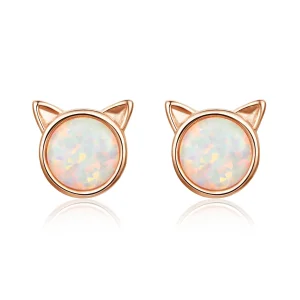(image for) Rose Gold Meow Star Stud Earrings - PANDORA Style - SCE538