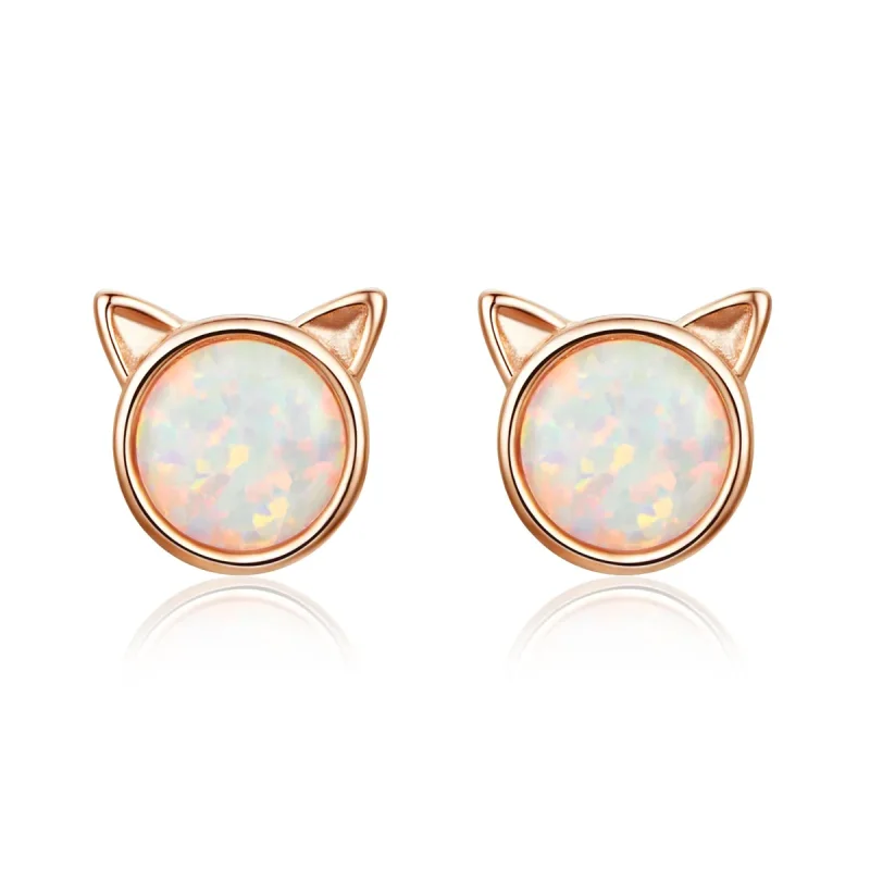 (image for) Rose Gold Meow Star Stud Earrings - PANDORA Style - SCE538 - Product Image