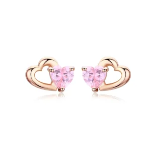 (image for) Rose Gold Palpitation Stud Earrings - PANDORA Style - SCE090-C