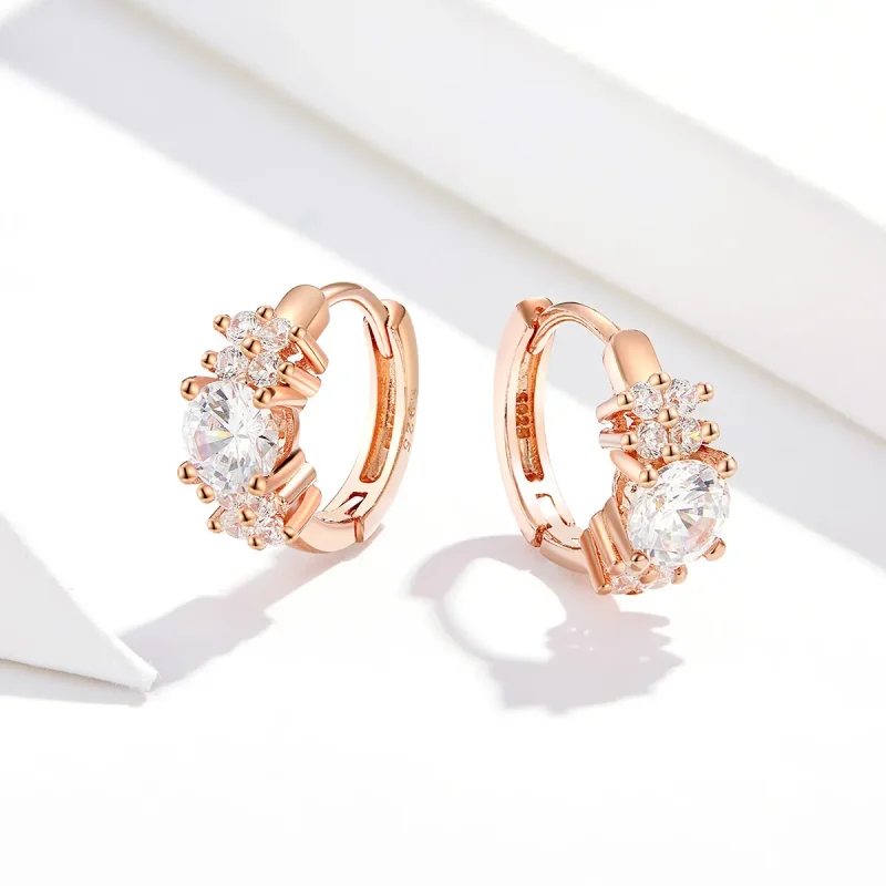 (image for) Rose Gold Romantic Shine Hoop Earrings - PANDORA Style - SCE485-C - View 2