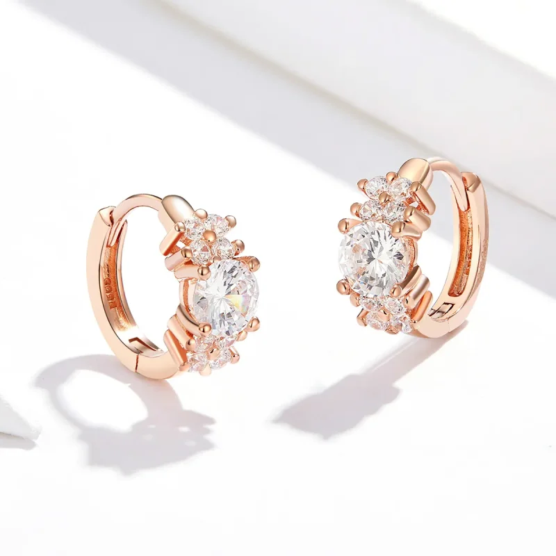 (image for) Rose Gold Romantic Shine Hoop Earrings - PANDORA Style - SCE485-C - View 3