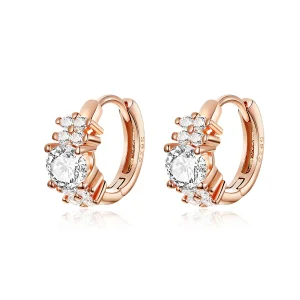 (image for) Rose Gold Romantic Shine Hoop Earrings - PANDORA Style - SCE485-C