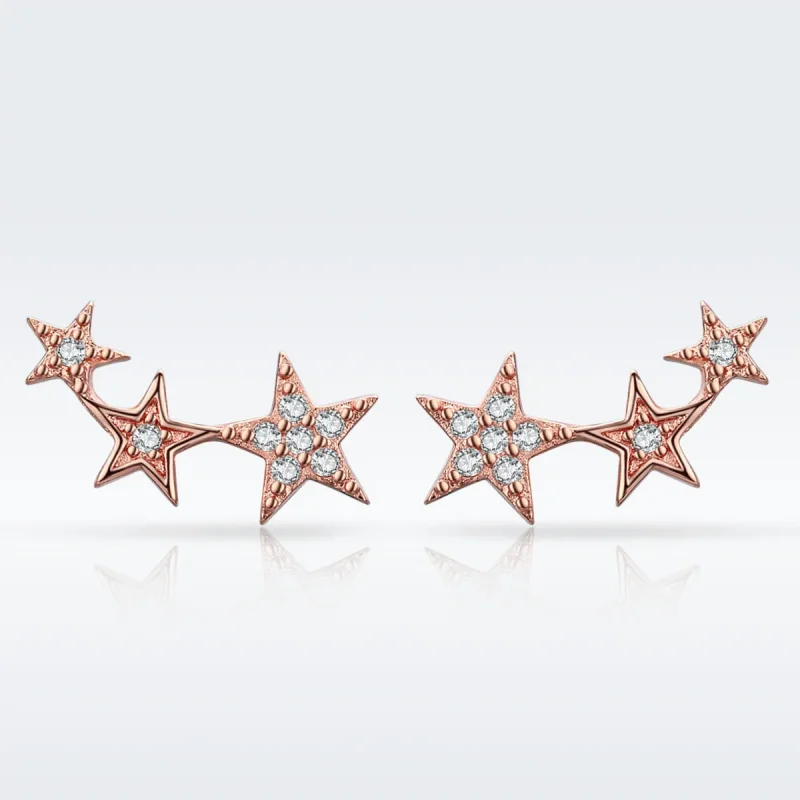 (image for) Rose Gold Secrets of Stars Stud Earrings - PANDORA Style - SCE291 - View 3