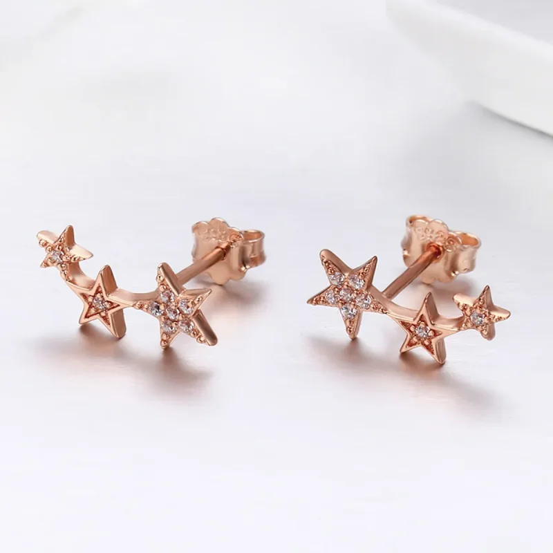 (image for) Rose Gold Secrets of Stars Stud Earrings - PANDORA Style - SCE291 - View 4