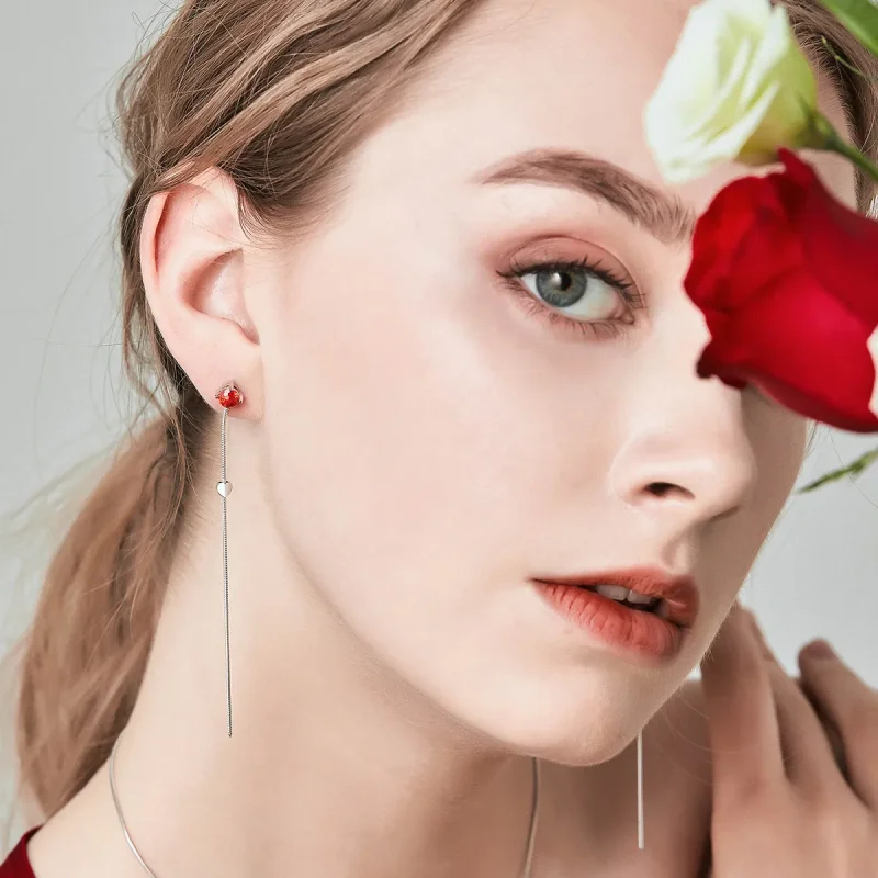 (image for) Silver Affectionate Hanging Earrings - PANDORA Style - SCE252 - View 2