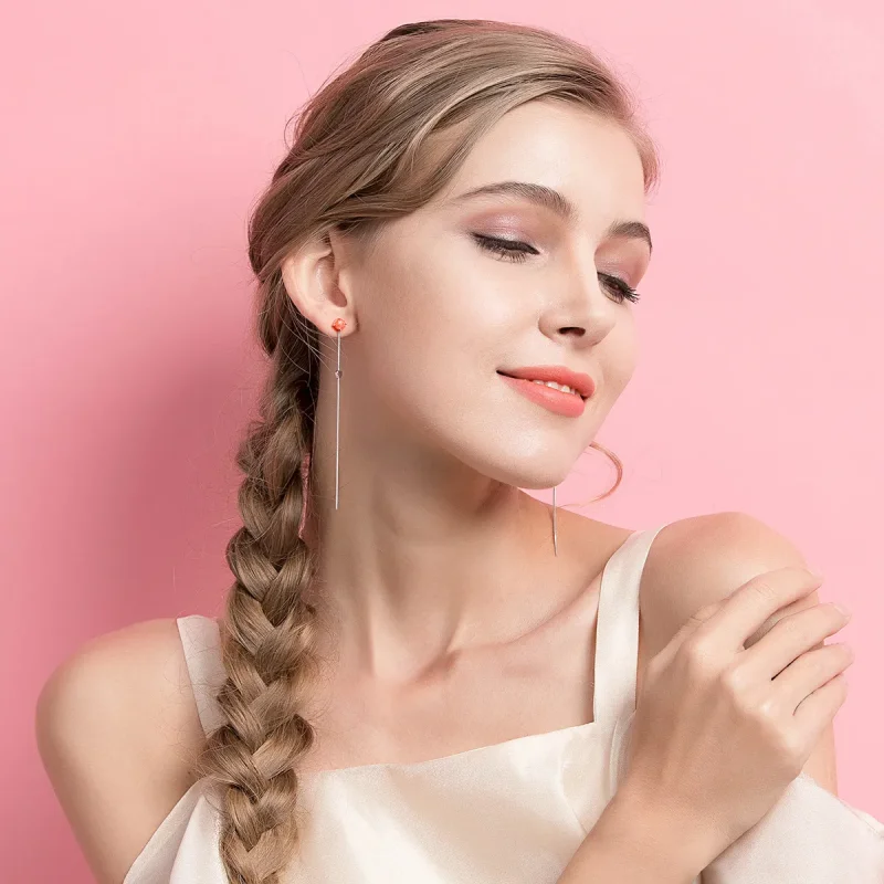 (image for) Silver Affectionate Hanging Earrings - PANDORA Style - SCE252 - View 3