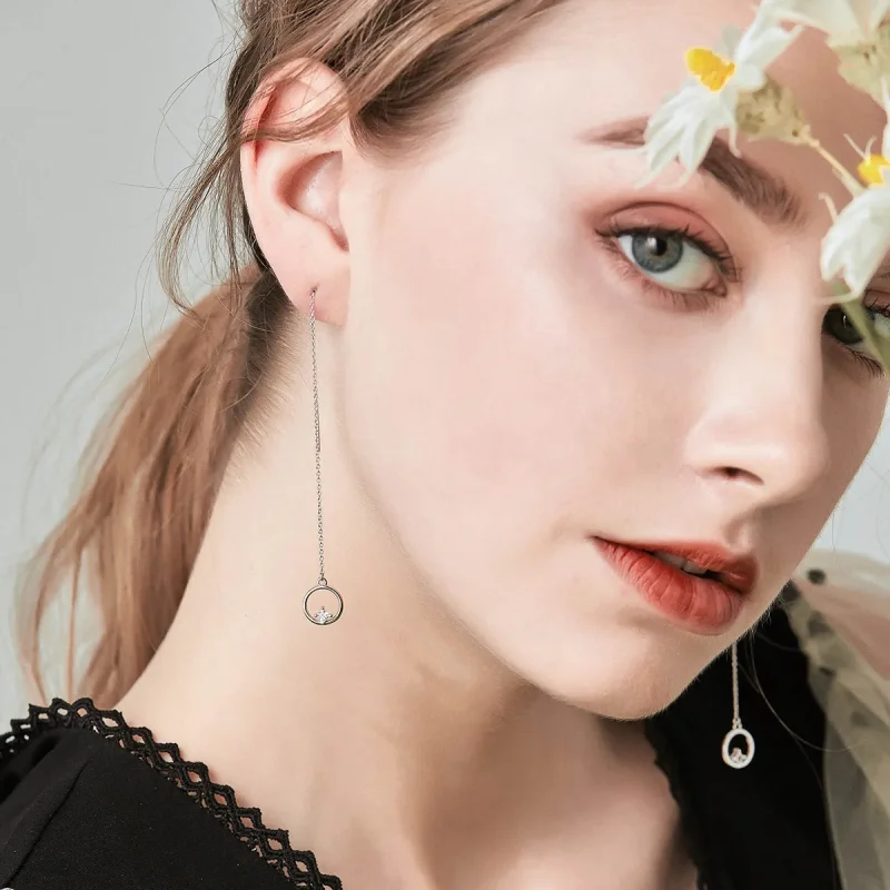 (image for) Silver Always Affectionate Hanging Earrings - PANDORA Style - SCE080 - View 2