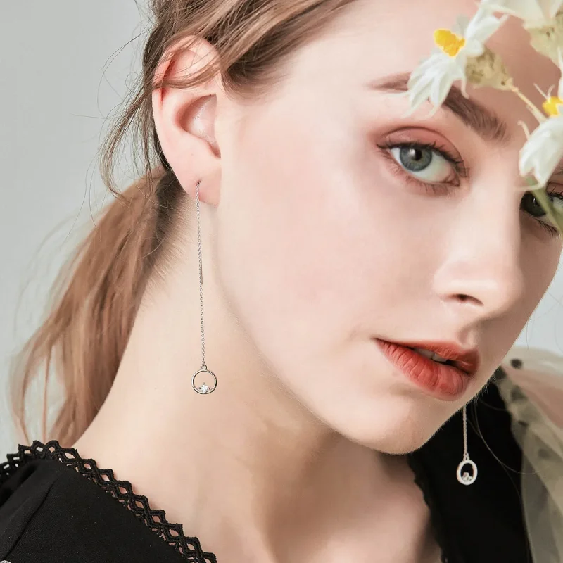 (image for) Silver Always Affectionate Hanging Earrings - PANDORA Style - SCE080 - View 7