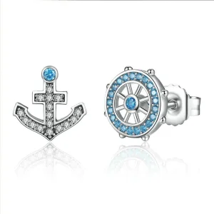 (image for) Silver Anchor Stud Earrings - PANDORA Style - SCE030