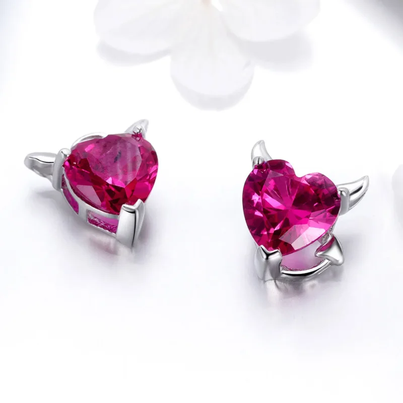 (image for) Silver Angel and Devil Stud Earrings - PANDORA Style - SCE414 - View 2