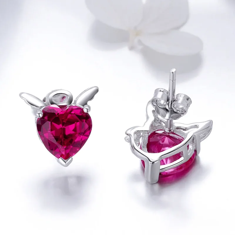 (image for) Silver Angel and Devil Stud Earrings - PANDORA Style - SCE414 - View 3