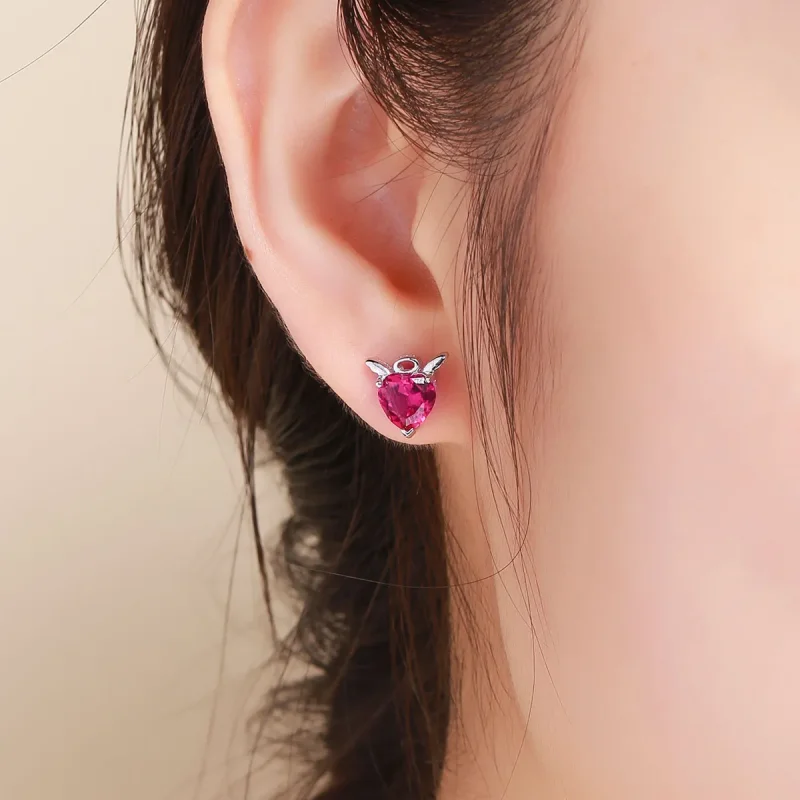 (image for) Silver Angel and Devil Stud Earrings - PANDORA Style - SCE414 - View 6