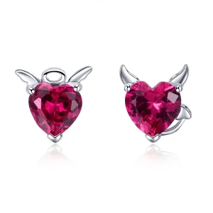 (image for) Silver Angel and Devil Stud Earrings - PANDORA Style - SCE414