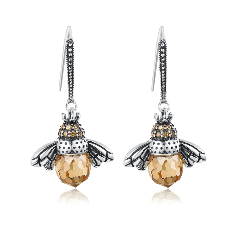 (image for) Silver Bee Hanging Earrings - PANDORA Style - SCE149 - Product Image